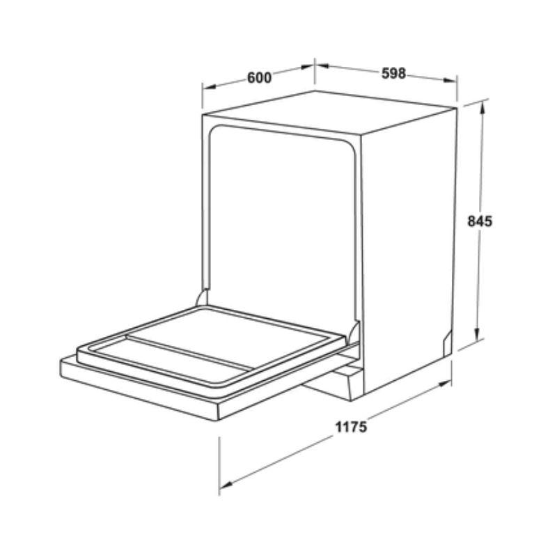 Máy rửa chén độc lập Hafele HDW-F60EB 538.21.310 14 bộ 9 Kích thước Máy rửa bát độc lập Hafele HDW-F60EB 538.21.310