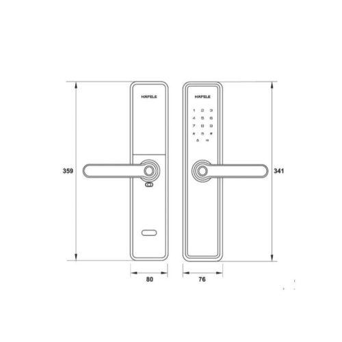 Khóa điện tử Hafele DL7600 BLE glossy copper 912.20.238 5 Kích thước khóa điện tử Hafele DL7600 BLE glossy copper 912.20.238