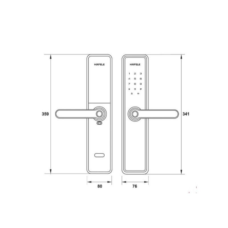 Khóa điện tử Hafele DL7600 BLE glossy copper 912.20.238 4 Kích thước khóa điện tử Hafele DL7600 BLE glossy copper 912.20.238