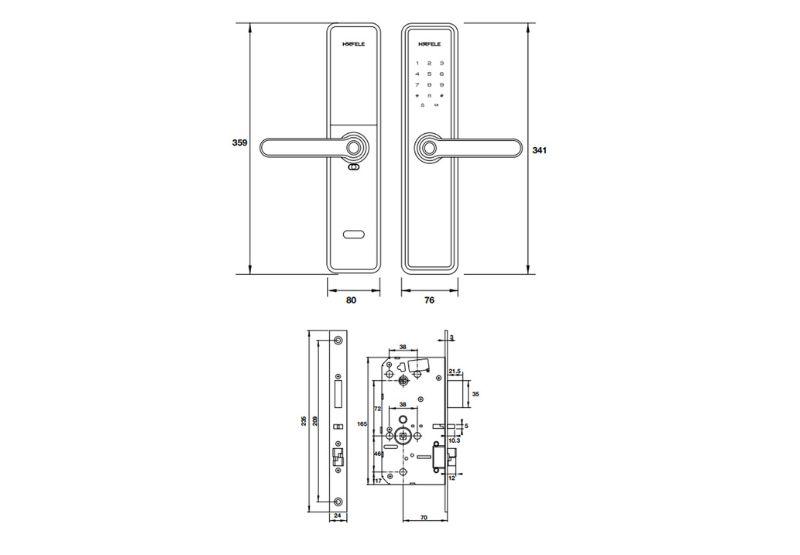Khóa điện tử Hafele DL7600 BLE black 912.20.230 4 Khóa điện tử Hafele DL7600 BLE black 912.20.230 - Ảnh 2