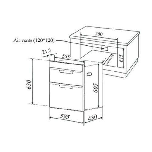 Máy sấy bát Malloca MDC-11E 5 Kích thước của Máy sấy bát Malloca MDC-11E