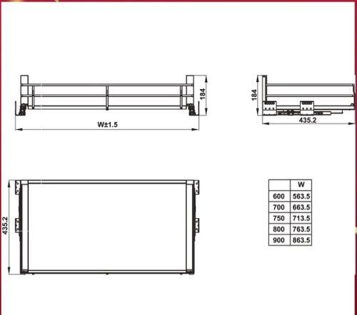 Kệ đựng xoong nồi Hafele Kason Kosmo 549.08.865 9 Kích thước kệ đựng xoong nồi Hafele Kason Kosmo 549.08.865