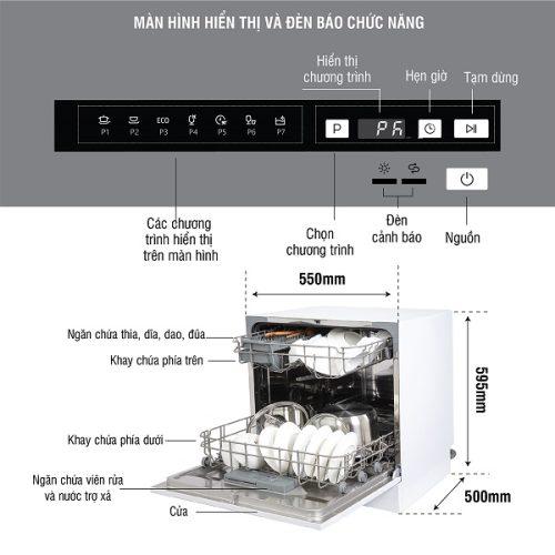 Máy rửa bát Kocher KDEU-8838BL 5 Thiết kế Máy rửa bát Kocher KDEU-8838BL