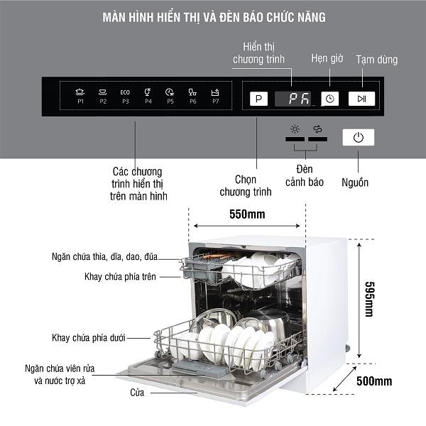 Máy rửa bát Kocher KDEU-8838BL 4 Thiết kế Máy rửa bát Kocher KDEU-8838BL