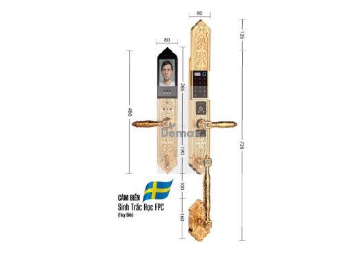 Khóa cửa đại sảnh - biệt thự Demax SL986 Gold App Wifi