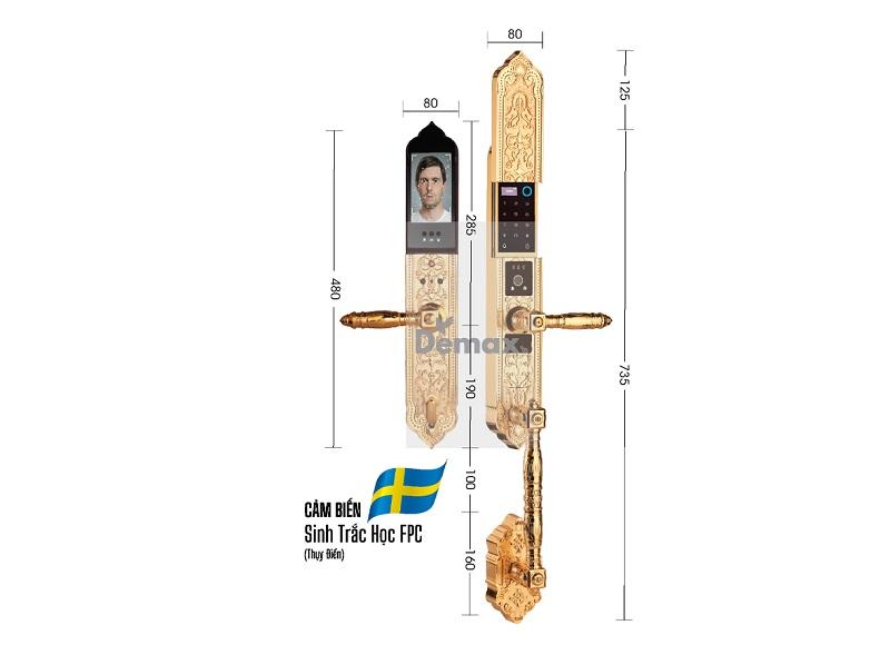 Khóa cửa đại sảnh - biệt thự Demax SL986 Gold App Wifi 3 Khóa cửa đại sảnh - biệt thự Demax SL986 Gold App Wifi
