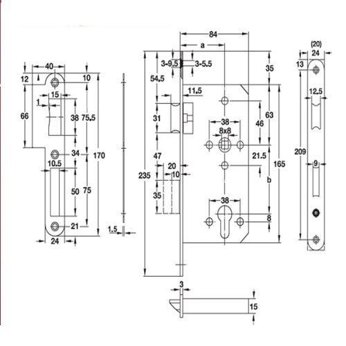 Thân khóa lưỡi gà chốt chết C/C 72mm Hafele 911.02.168 5 Thiết kế của Thân Khóa Lưỡi Gà Chốt Chết C/C 72mm Hafele 911.02.168