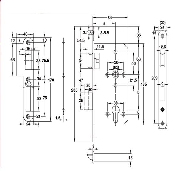 Thân khóa lưỡi gà chốt chết C/C 72mm Hafele 911.02.168 4 Thiết kế của Thân Khóa Lưỡi Gà Chốt Chết C/C 72mm Hafele 911.02.168