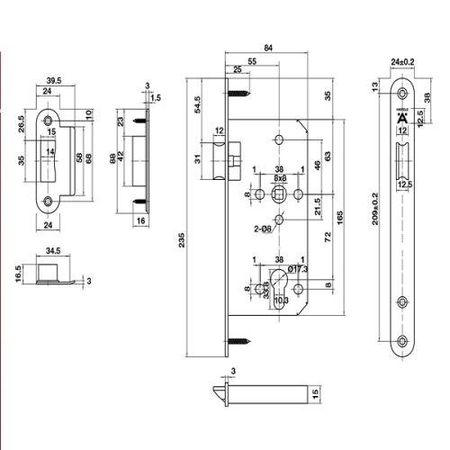 Thân khóa lưỡi gà C/C 72mm Hafele 911.23.428 5 Thiết kế của Thân Khóa Lưỡi Gà C/C 72mm Hafele 911.23.428