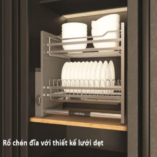 Rổ bát đĩa di động lướt dẹt Lento Hafele 504.76.218 mạ chrome
