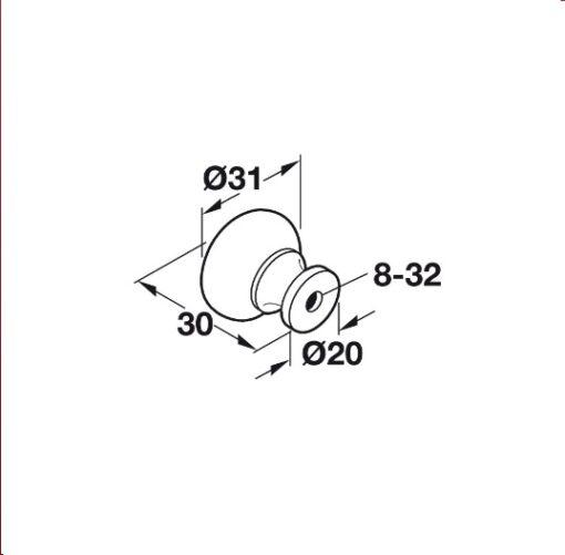 Quả nắm tủ Hafele 136.94.600 4 Quả Nắm Tủ Hafele 136.94.600