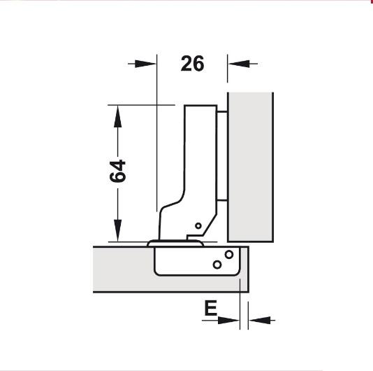 Bản lề giảm chấn Hafele – cong vừa 315.30.722 4 Kích thước của Bản lề giảm chấn Hafele – cong vừa 315.30.722