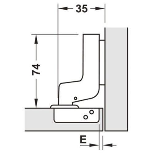 Kích thước của Bản lề lọt lòng Metalla SM 110º DIY Hafele 483.01.722