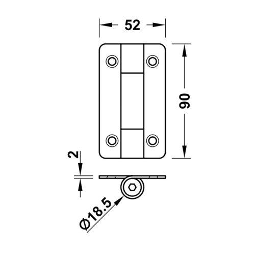 Bản lề nhà vệ sinh công cộng Hafele 988.98.091 5 Kích thước của Bản lề nhà vệ sinh công cộng Hafele 988.98.091