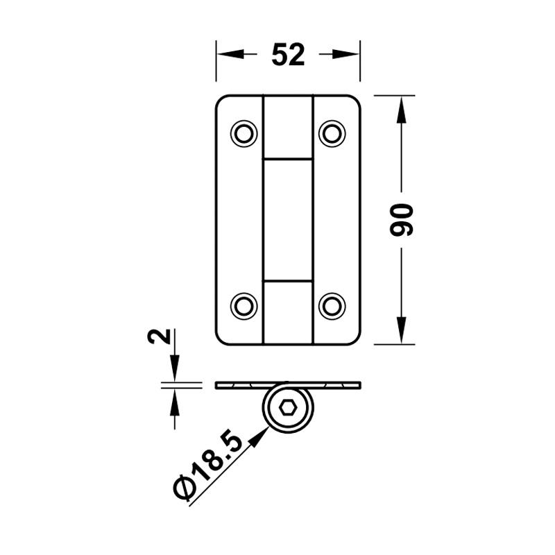 Bản lề nhà vệ sinh công cộng Hafele 988.98.091 4 Kích thước của Bản lề nhà vệ sinh công cộng Hafele 988.98.091