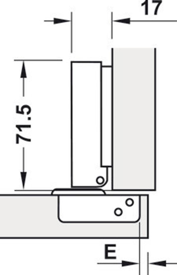 Bản lề trùm ngoài Metalla SM 95º Mini Hafele 311.04.440 4 Kích thước của Bản lề trùm ngoài Metalla SM 95º Mini Hafele 311.04.440