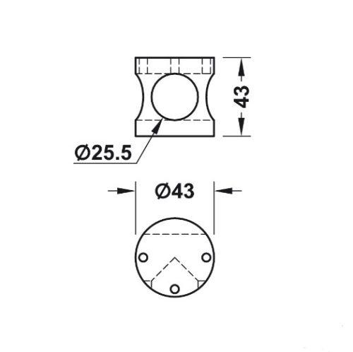 Kích thước của Bas nối chữ T nhà vệ sinh công cộng Hafele 988.98.070