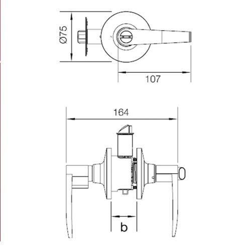 Bộ khóa tay nắm cửa đi Hafele 489.10.171 5 Kích thước của Bộ khóa tay nắm cửa đi Hafele 489.10.171