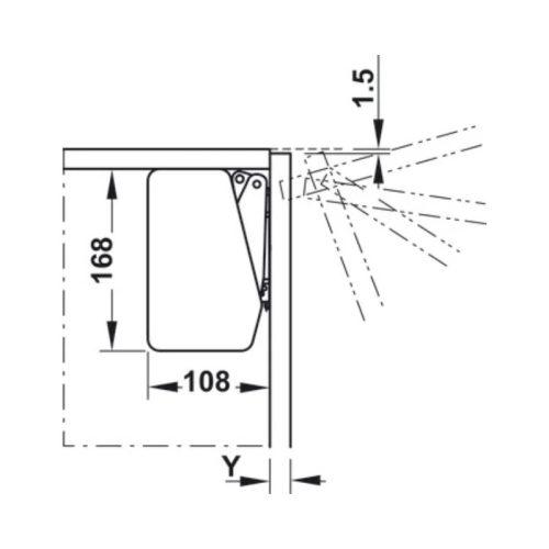 Bộ tay nâng Free Flap1.7 Hafele 493.05.820 nắp trắng 5 Kích thước của Bộ tay nâng Free Flap1.7 Hafele 493.05.820 nắp trắng