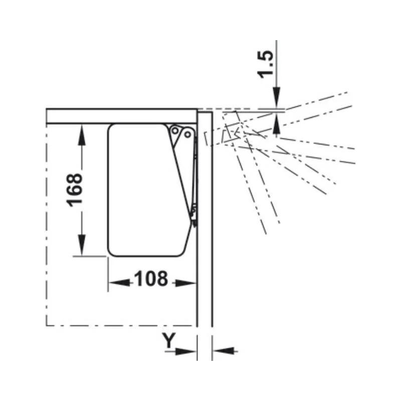 Bộ tay nâng Free Flap1.7 Hafele 493.05.820 nắp trắng 4 Kích thước của Bộ tay nâng Free Flap1.7 Hafele 493.05.820 nắp trắng
