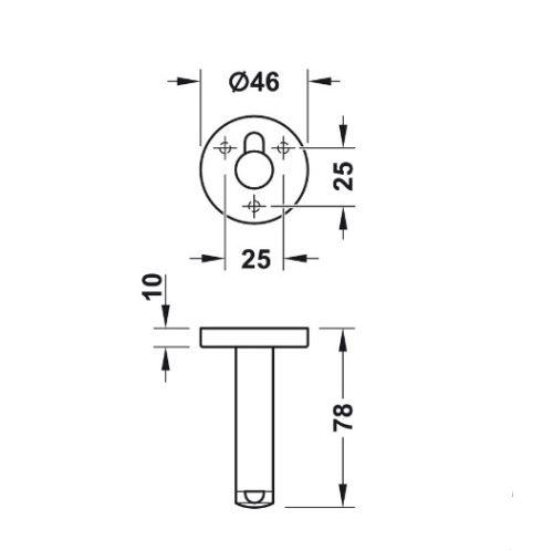 Kích thước của Chặn cửa nhà vệ sinh công cộng Hafele 988.98.160