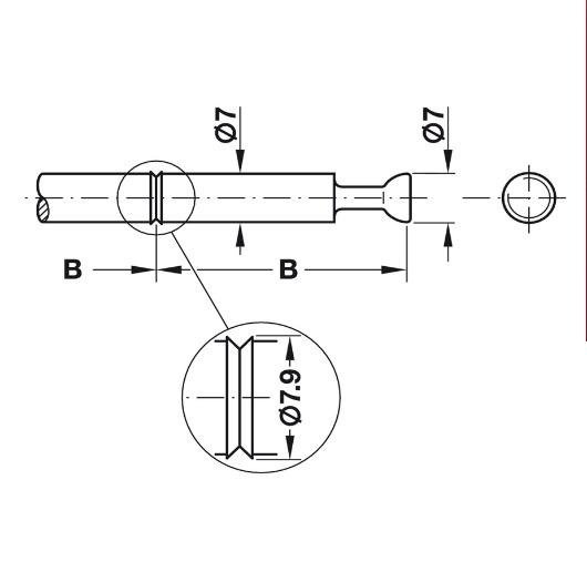 Chốt đôi khoảng cách B34mm Hafele 262.28.786 4 Kích thước của Chốt đôi khoảng cách B34mm Hafele 262.28.786