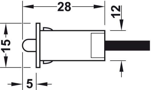 Công tắc đèn Led cửa bản lề Hafele 833.89.059 5 Kích thước của Công tắc đèn Led cửa bản lề Hafele 833.89.059