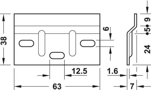 Đế gắn tường cho bas treo tủ Hafele 290.08.920 5 Kích thước của Đế gắn tường cho bas treo tủ Hafele 290.08.920