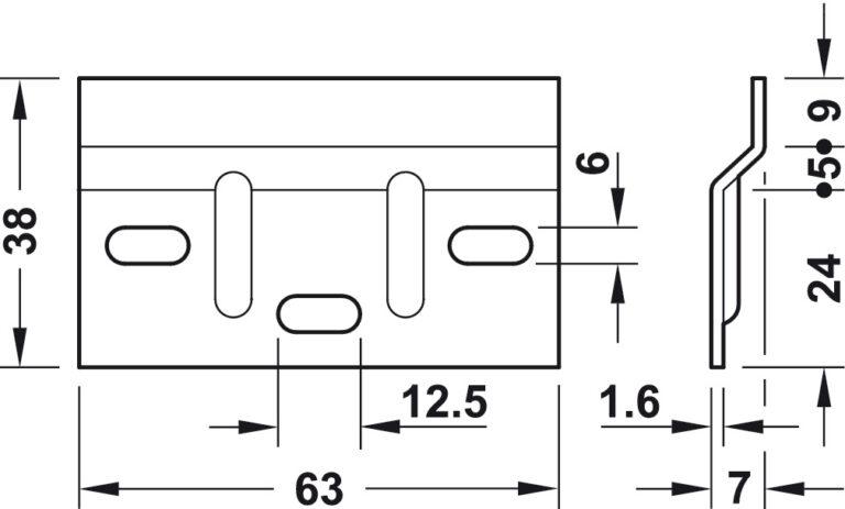 Đế gắn tường cho bas treo tủ Hafele 290.08.920 4 Kích thước của Đế gắn tường cho bas treo tủ Hafele 290.08.920