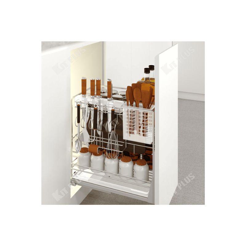 Giá dao thớt Inox nan vuông, ray giảm chấn Kit Plus DE 35T 4 Giá dao thớt Inox nan vuông, ray giảm chấn Kit Plus DE 35T
