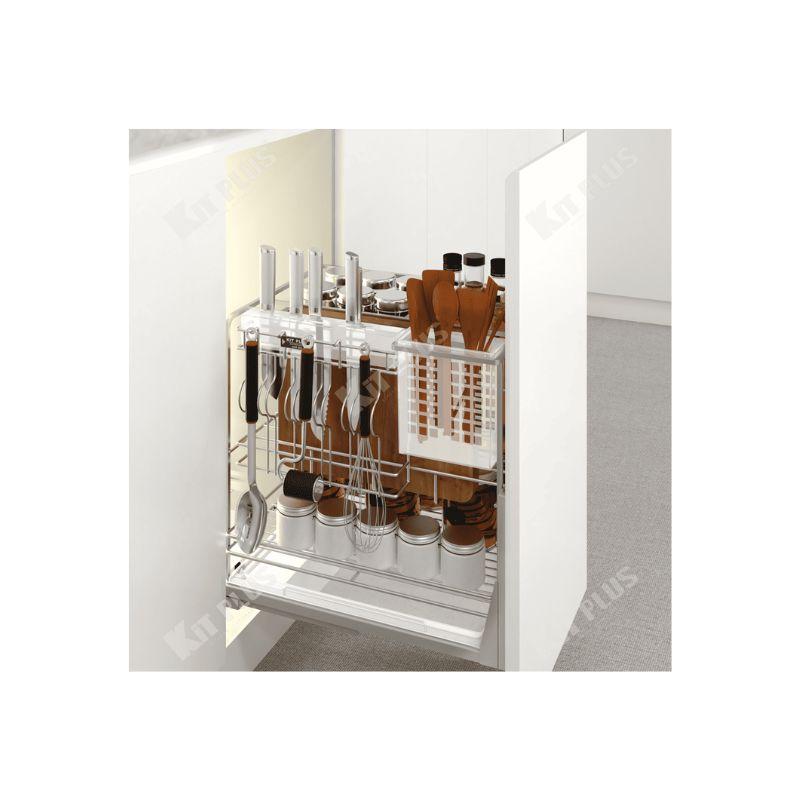Giá dao thớt Inox nan vuông, ray giảm chấn Kit Plus DE 40T 4 Giá dao thớt Inox nan vuông, ray giảm chấn Kit Plus DE 40T