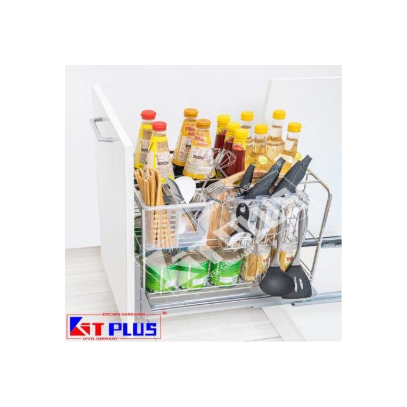 Giá dao thớt Inox nan vuông, ray giảm chấn Kit Plus DE 40T 3 Giá dao thớt Inox nan vuông, ray giảm chấn Kit Plus DE 40T