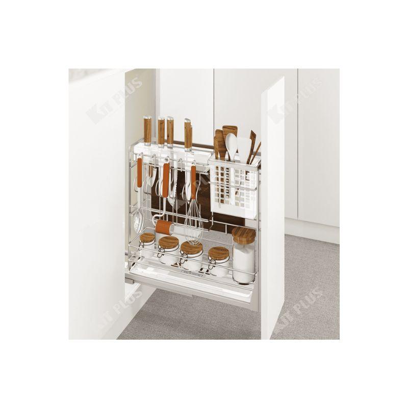 Giá dao thớt nan dẹt inox mờ, ray giảm chấn Kit Plus EC VIP.20 4 Giá dao thớt nan dẹt inox mờ, ray giảm chấn Kit Plus EC VIP.20