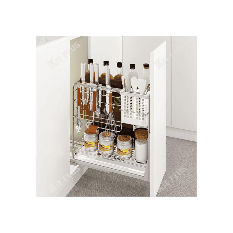 Giá dao thớt nan dẹt inox mờ, ray giảm chấn Kit Plus EC VIP.25 4 Giá dao thớt nan dẹt inox mờ, ray giảm chấn Kit Plus EC VIP.25