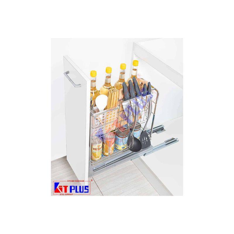 Giá dao thớt nan dẹt inox mờ, ray giảm chấn Kit Plus EC VIP.25 3 Giá dao thớt nan dẹt inox mờ, ray giảm chấn Kit Plus EC VIP.25