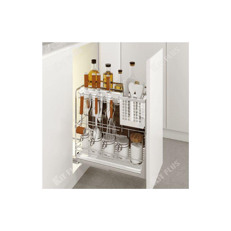 Giá dao thớt nan dẹt inox mờ, ray giảm chấn Kit Plus EC VIP.30 4 Giá dao thớt nan dẹt inox mờ, ray giảm chấn Kit Plus EC VIP.30