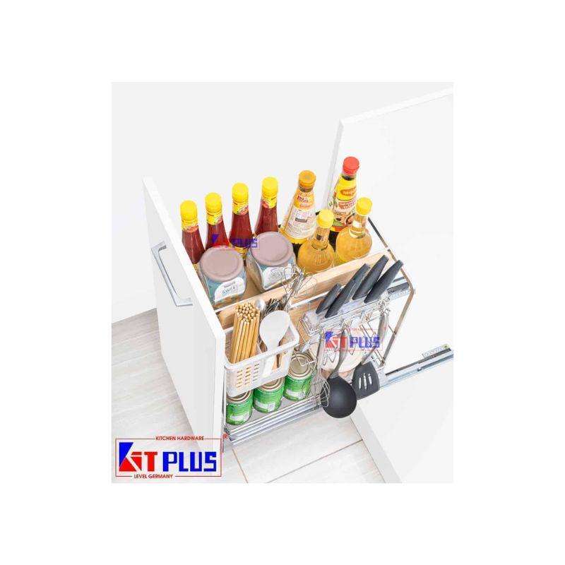 Giá dao thớt nan dẹt inox mờ, ray giảm chấn Kit Plus EC VIP.35 4 Giá dao thớt nan dẹt inox mờ, ray giảm chấn Kit Plus EC VIP.35