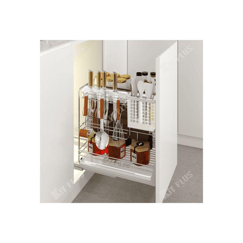 Giá dao thớt nan dẹt inox mờ, ray giảm chấn Kit Plus EC VIP.35 5 Giá dao thớt nan dẹt inox mờ, ray giảm chấn Kit Plus EC VIP.35