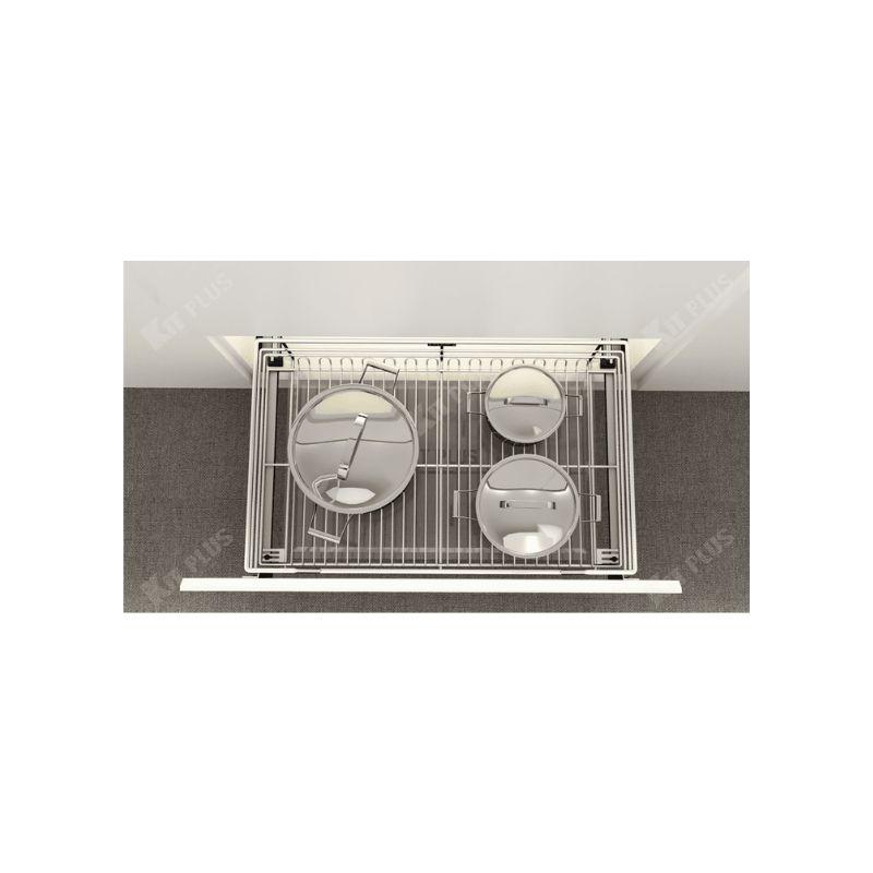 Giá xoong nồi nan tròn Inox mờ, ray giảm chấn Kit Plus DG60S 4 Giá xoong nồi nan tròn Inox mờ, ray giảm chấn Kit Plus DG60S