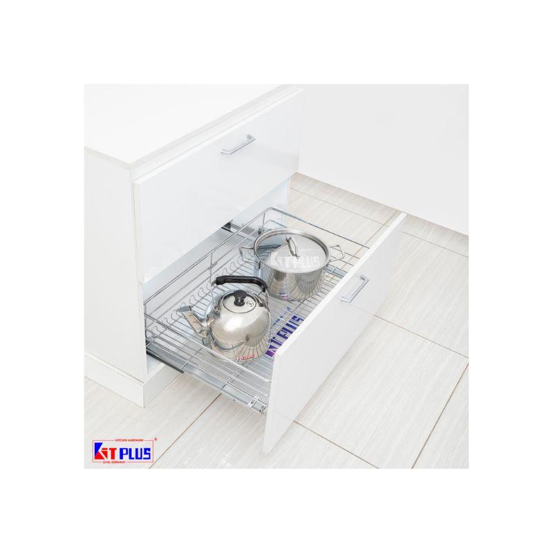 Giá xoong nồi nan tròn Inox mờ, ray giảm chấn Kit Plus DG70S 3 Giá xoong nồi nan tròn Inox mờ, ray giảm chấn Kit Plus DG70S