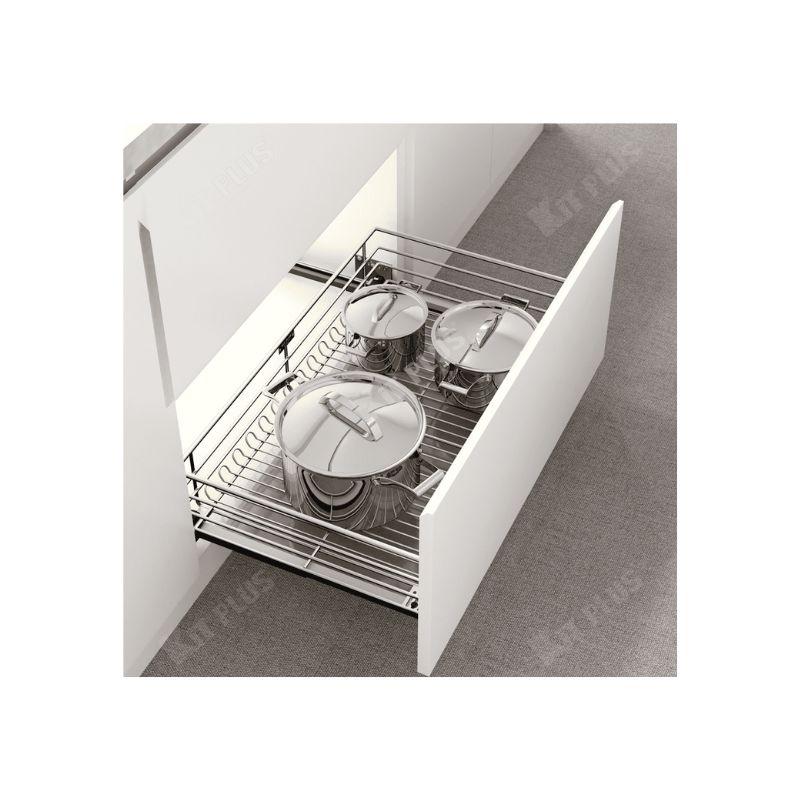 Giá xoong nồi nan tròn Inox mờ, ray giảm chấn Kit Plus DG90S 5 Giá xoong nồi nan tròn Inox mờ, ray giảm chấn Kit Plus DG90S