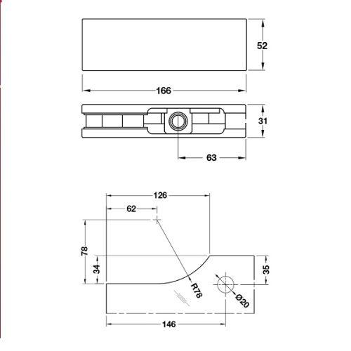 Kẹp kính trên Inox mờ Hafele 981.50.020 5 Kích thước của Kẹp kính trên Inox mờ Hafele 981.50.020