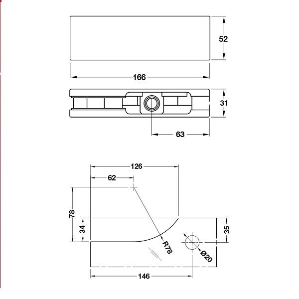 Kẹp kính trên Inox mờ Hafele 981.50.020 4 Kích thước của Kẹp kính trên Inox mờ Hafele 981.50.020