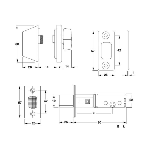 Khoá cóc 1 đầu chìa 1 đầu vặn Hafele - loại nhỏ 911.22.395 6 Kích thước của Khoá cóc 1 đầu chìa 1 đầu vặn Hafele - loại nhỏ 911.22.395