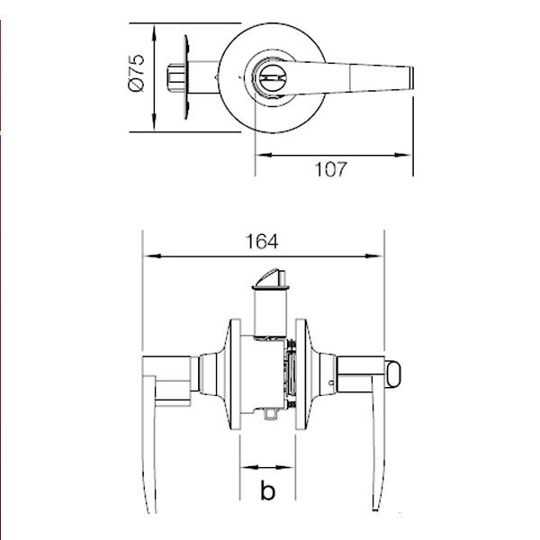 Khóa tay nắm gạt cửa vệ sinh Hafele 489.10.175 4 Kích thước của Khóa tay nắm gạt cửa vệ sinh Hafele 489.10.175