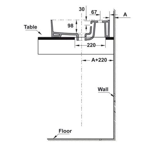Kích thước chậu Lavabo sứ đặt bàn Sapporo 500 Hafele 588.79.032