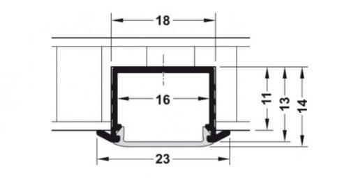Kích thước của Nắp che cho thanh dẫn đèn Led lắp âm Hafele 833.72.854