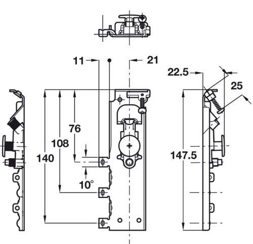 Phụ kiện bas treo tủ lắp lỗ khoan sẵn Hafele 290.41.915 5 Kích thước của Phụ kiện bas treo tủ lắp lỗ khoan sẵn Hafele 290.41.915