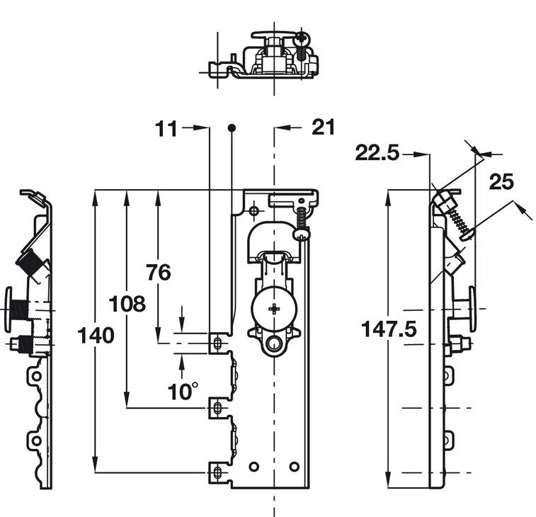 Phụ kiện bas treo tủ lắp lỗ khoan sẵn Hafele 290.41.915 4 Kích thước của Phụ kiện bas treo tủ lắp lỗ khoan sẵn Hafele 290.41.915