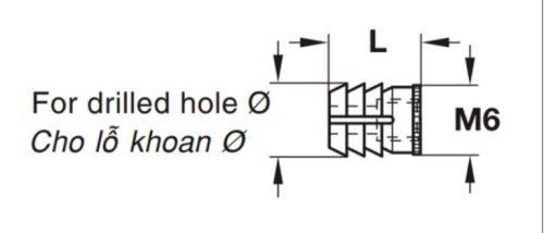 Tắc kê thân ốc liên kết Hafele 039.32.050 5 Kích thước của Tắc kê thân ốc liên kết Hafele 039.32.050